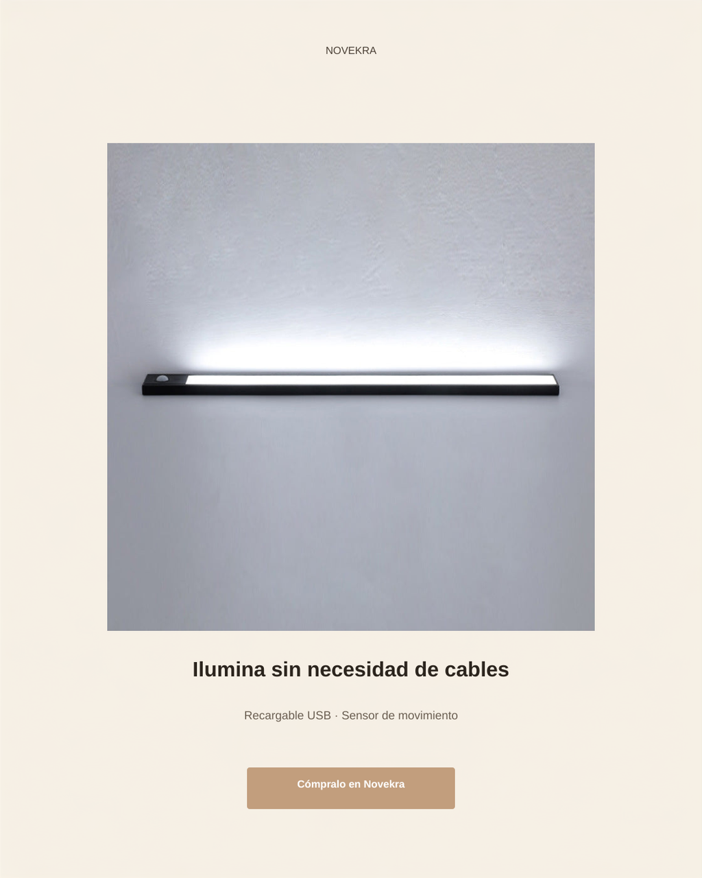 Banner Novekra luz LED recargable para armarios - Ilumina sin cables