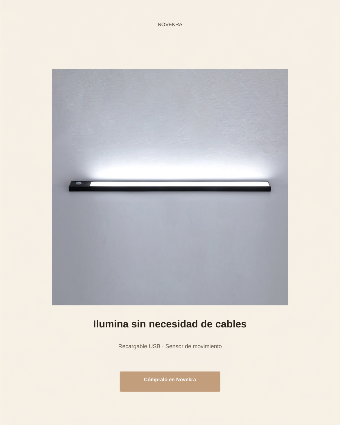 Banner Novekra luz LED recargable para armarios - Ilumina sin cables