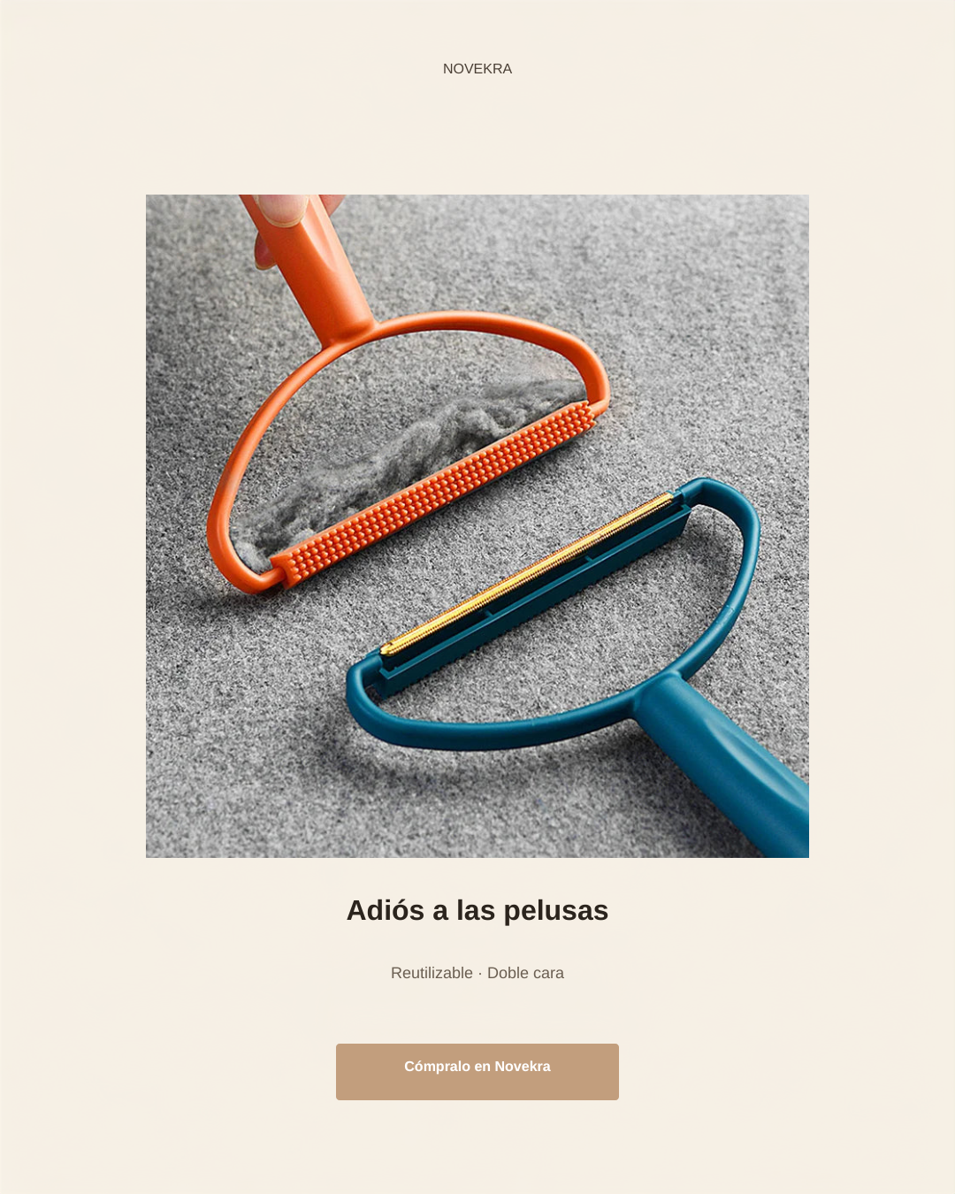 Banner Novekra quitapelusas reutilizable - Adiós a las pelusas