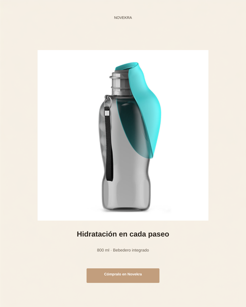 Banner Novekra botella para mascotas 800ml - Hidratación en cada paseo