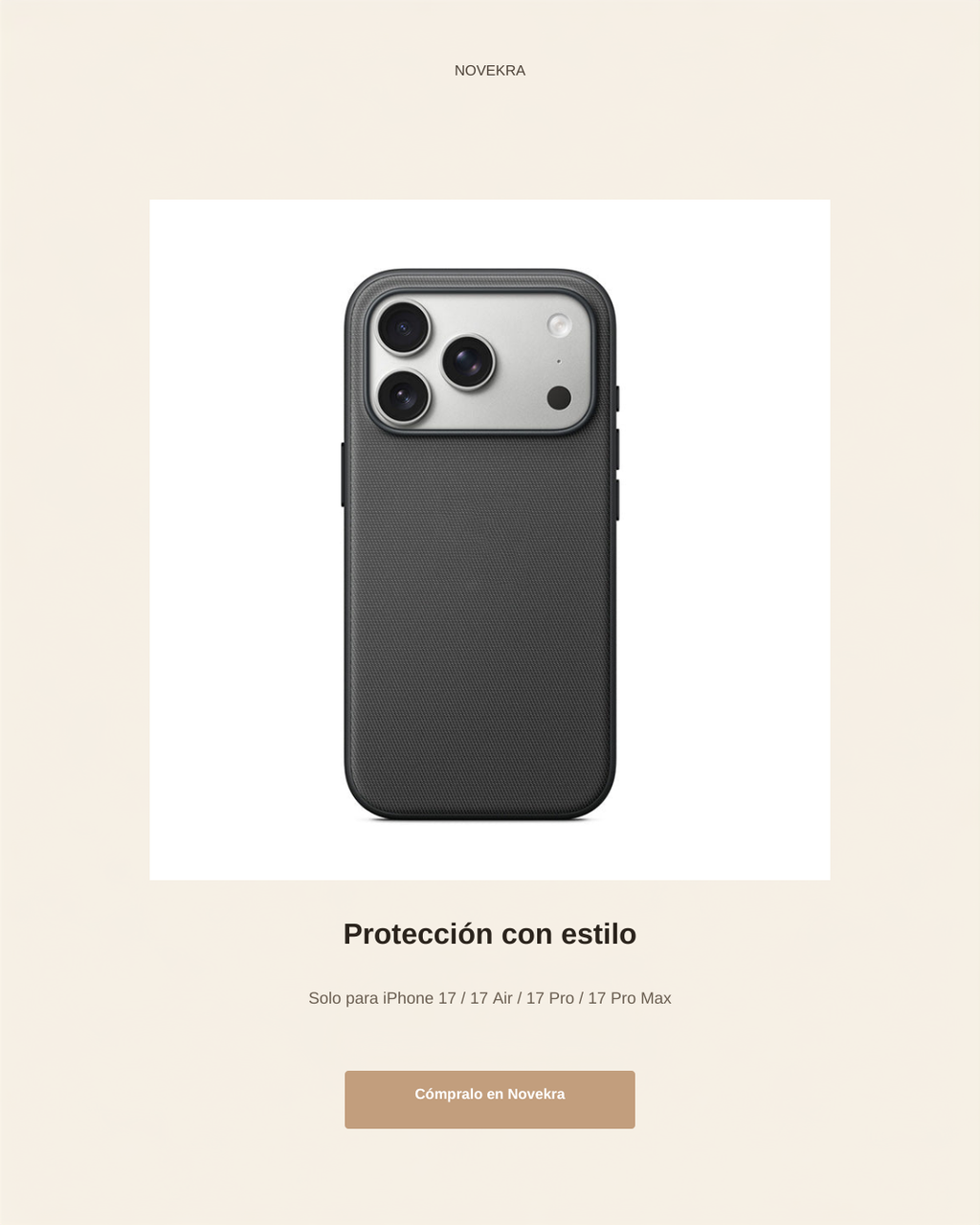 Banner Novekra funda iPhone 17 - Protección con estilo