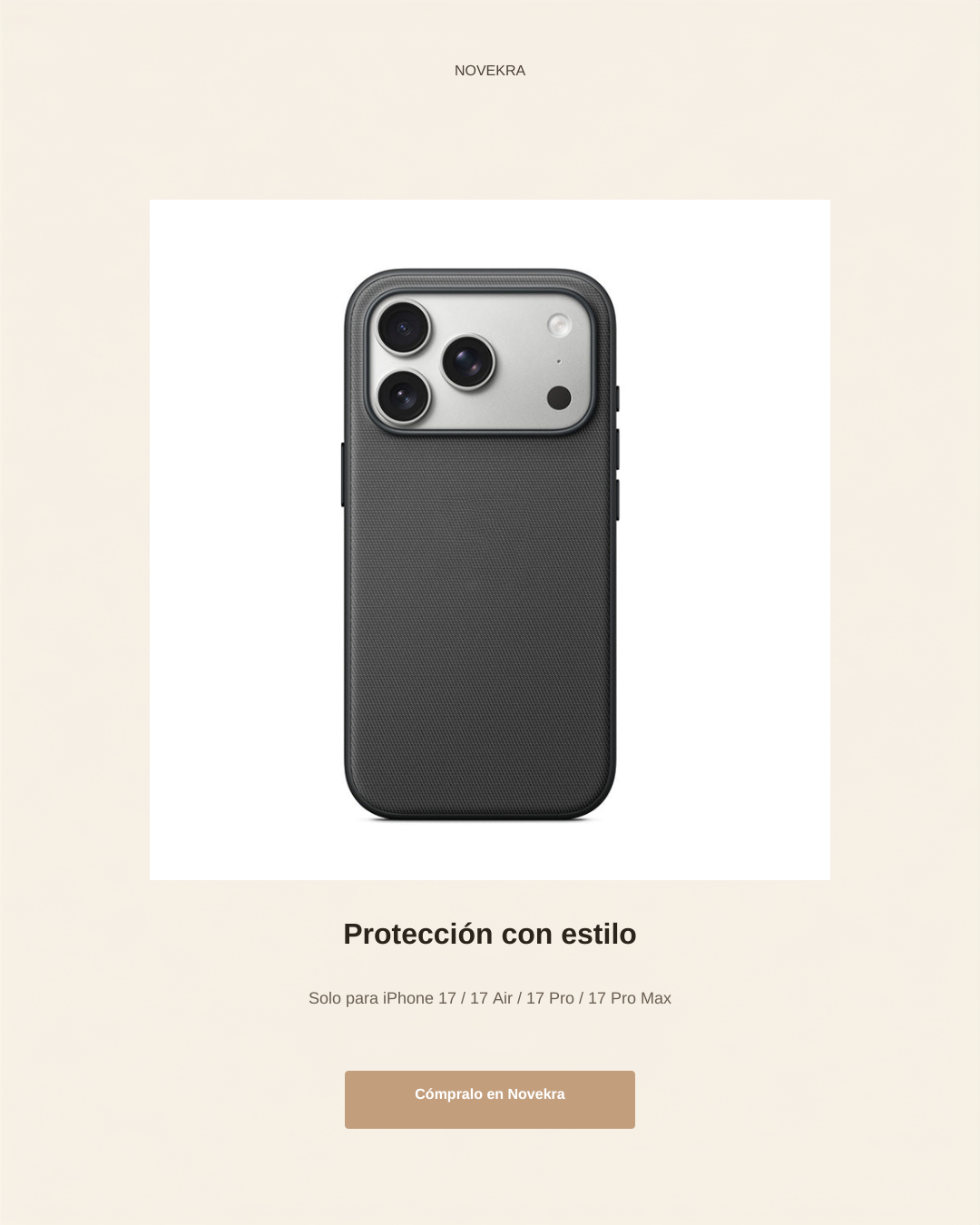 Banner Novekra funda iPhone 17 - Protección con estilo