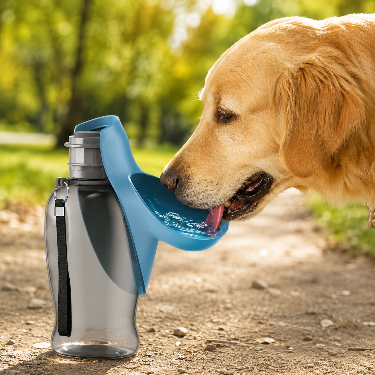 Botella Portátil para Perros y Gatos 800 ml con Bebedero Integrado