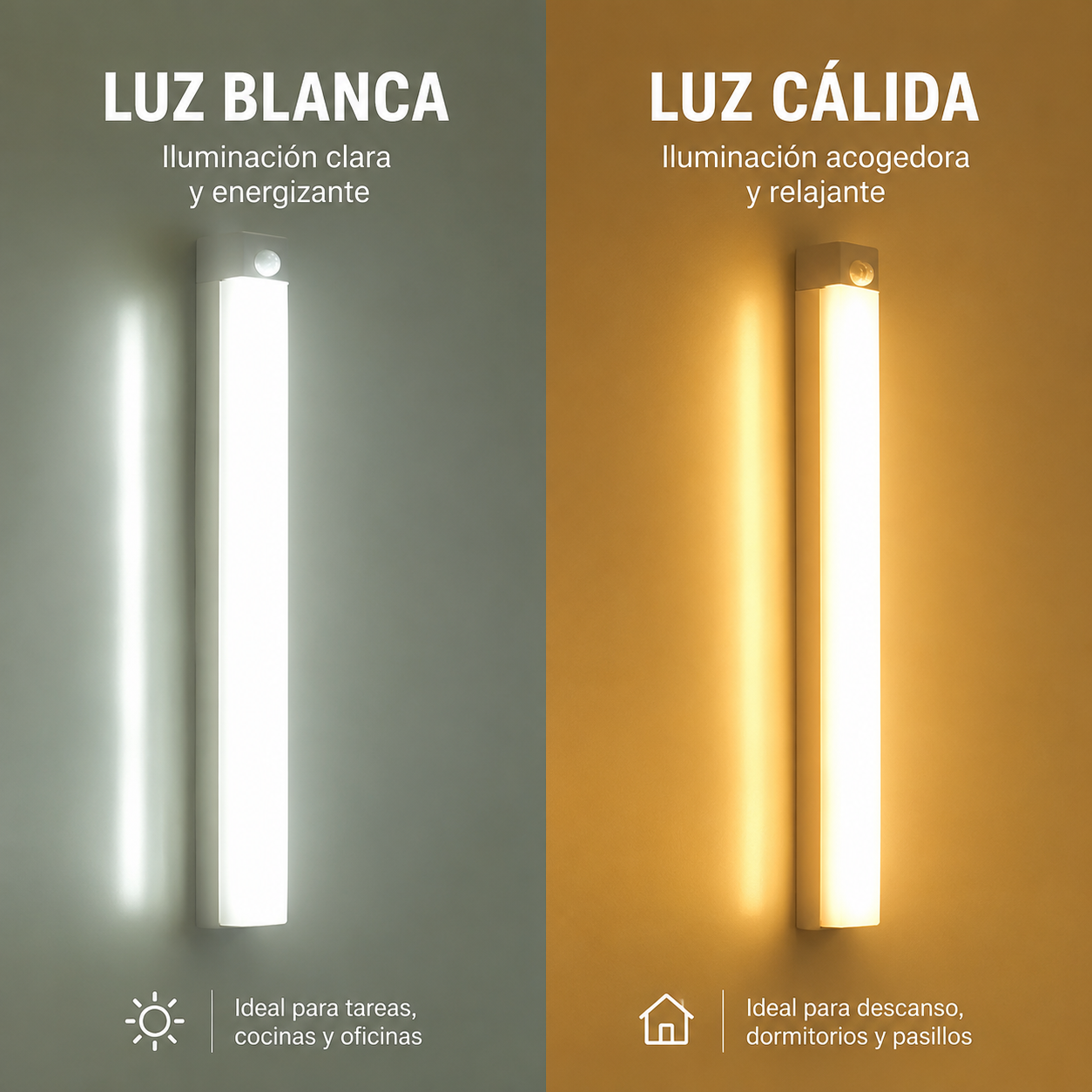 Luz LED Recargable con Sensor de Movimiento para Armarios y Escaleras