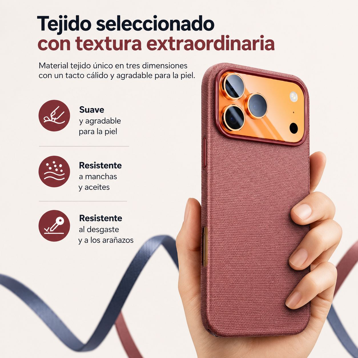 Funda magnética premium con acabado tejido para iPhone